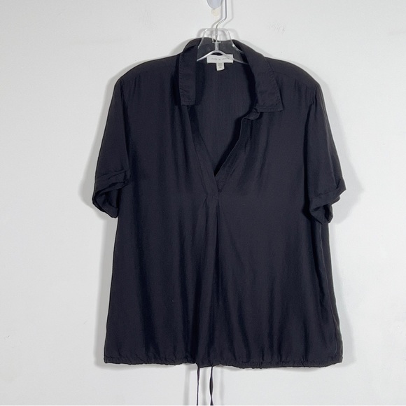 Cloth & Stone Short Sleeve Tie Waist Top Sz XL Black - Picture 5 of 13